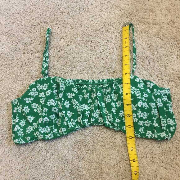 Summer Shamrock Green Bra Top With White Flowers - Picture 10 of 11